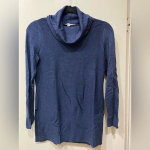 Adrienne Vittadini navy blue ribbed, cowl neck, sweater, size small